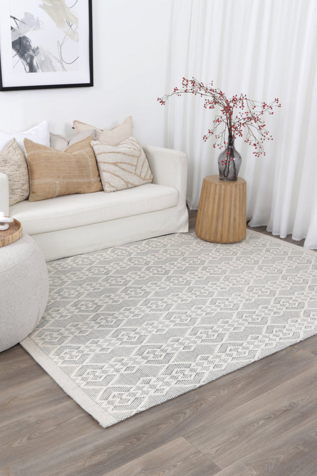Ipanema Diamond Grey Wool Rug