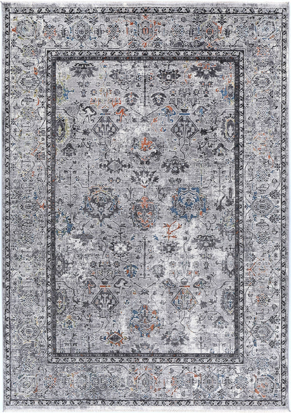 Almira Border Floral Traditional Grey Multi Rug