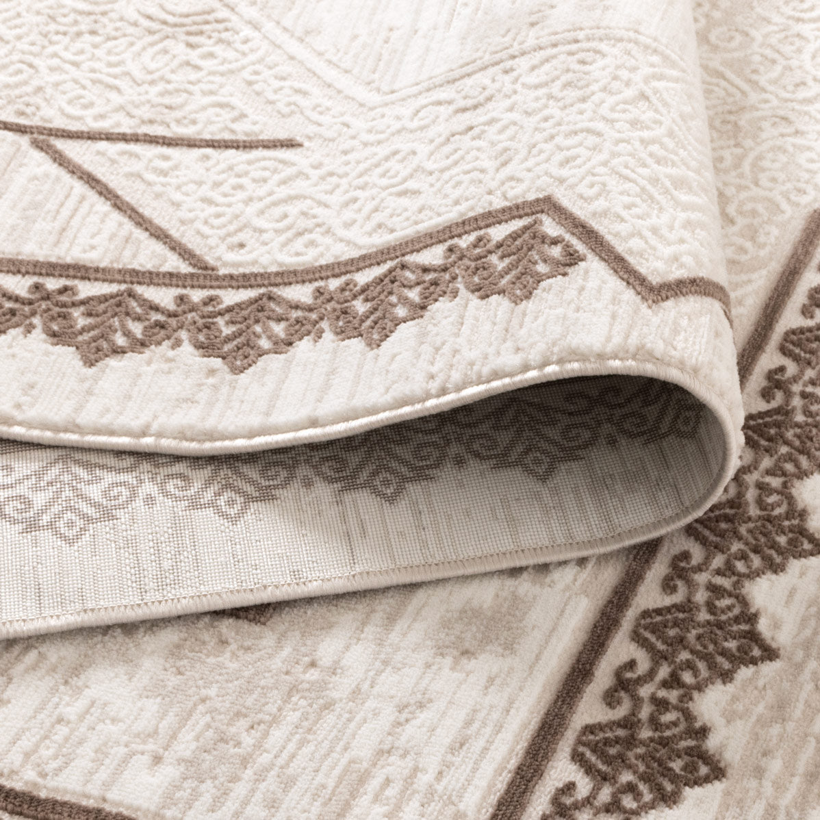 Positano Oriental Border Medallion Cream Brown Rug - AMAL08