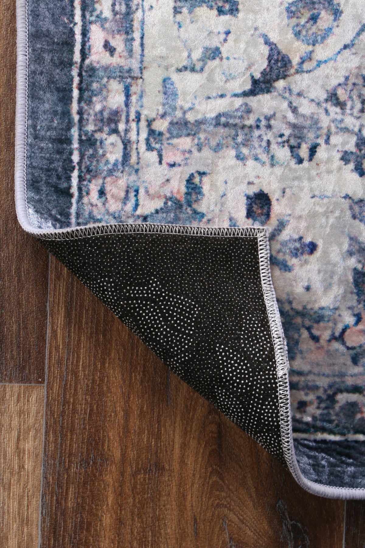 Kinetic Navy Medallion Non-Slip Rug - ANGE02