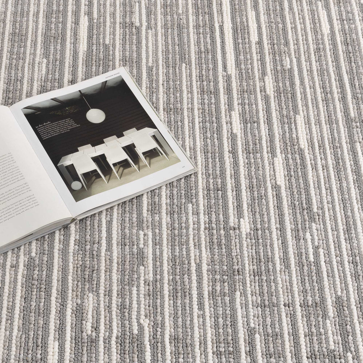 Verno Silver Ivory Loop Lines Rug - B006