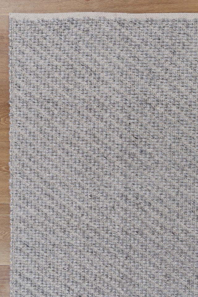 Obsidian Grey Wool Blend Textured Rug - GREY