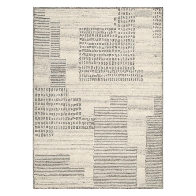 Cassius Prism Grey Cream Wool Rug - CASS02