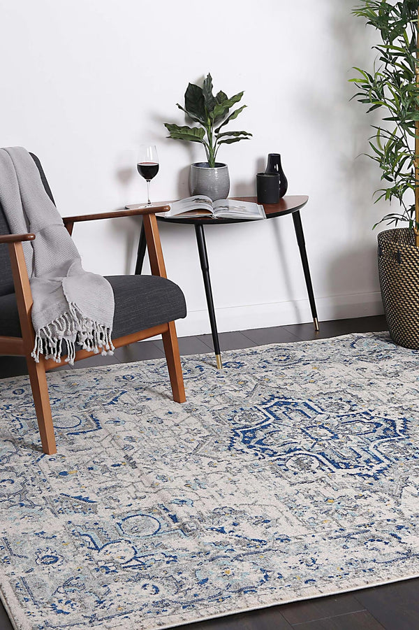 Dainty MeMontana Ivory & Blue Rug