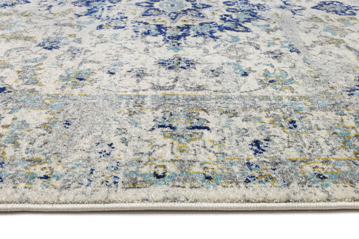 Dainty Magnificance Ivory and Blue Rug