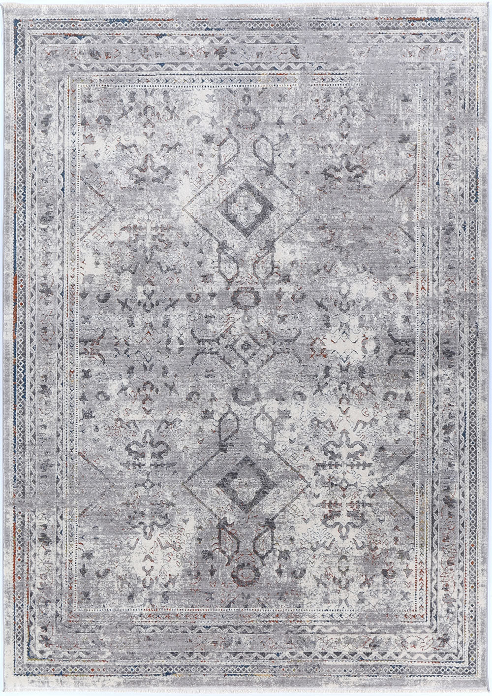 Almira Border Diamond Grey Multi Rug