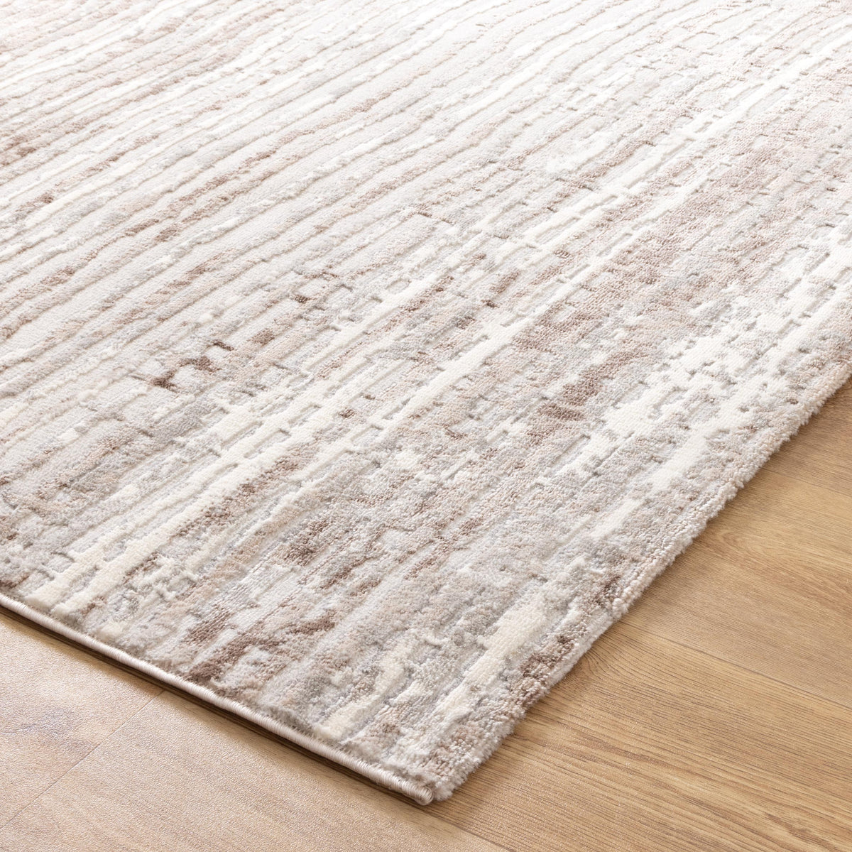 Emerald Distressed Lines Grey Beige Rug - JADE001