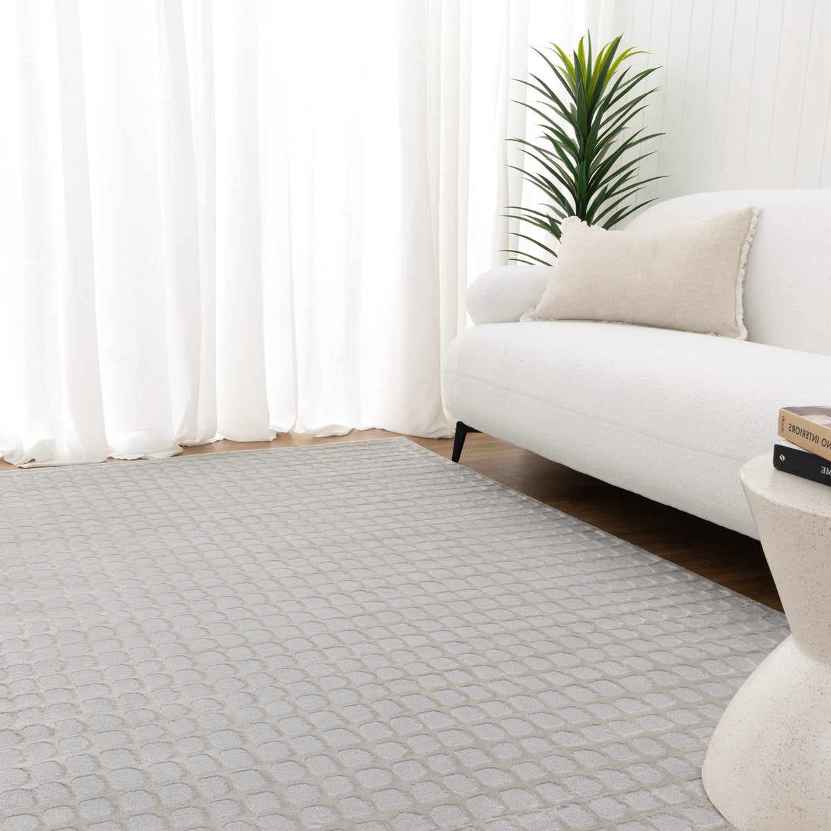Emerald Geometric Shapes Grey Rug - JADE006
