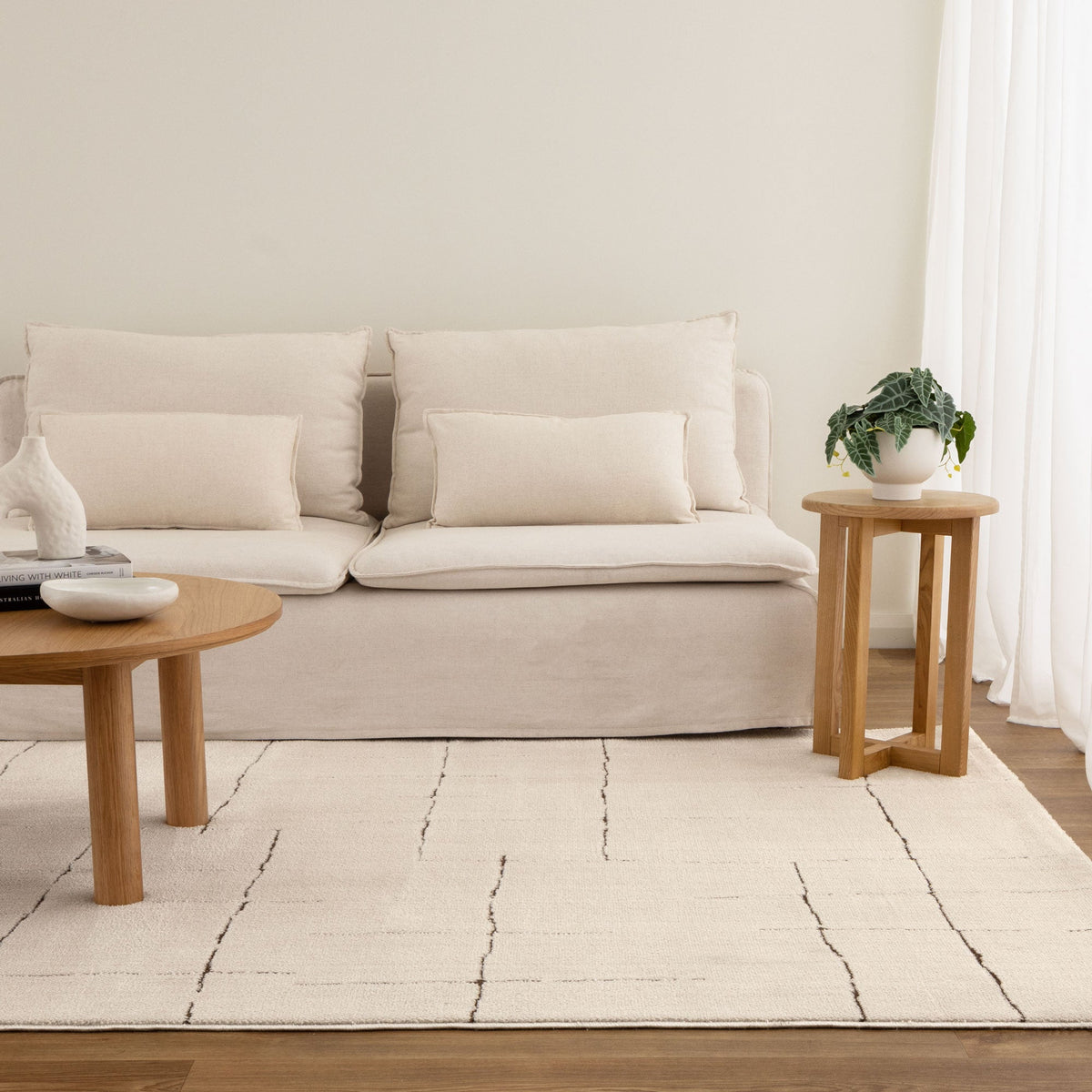 Nila Abstract Lines Brown Cream Rug - MIL10: New Arrival