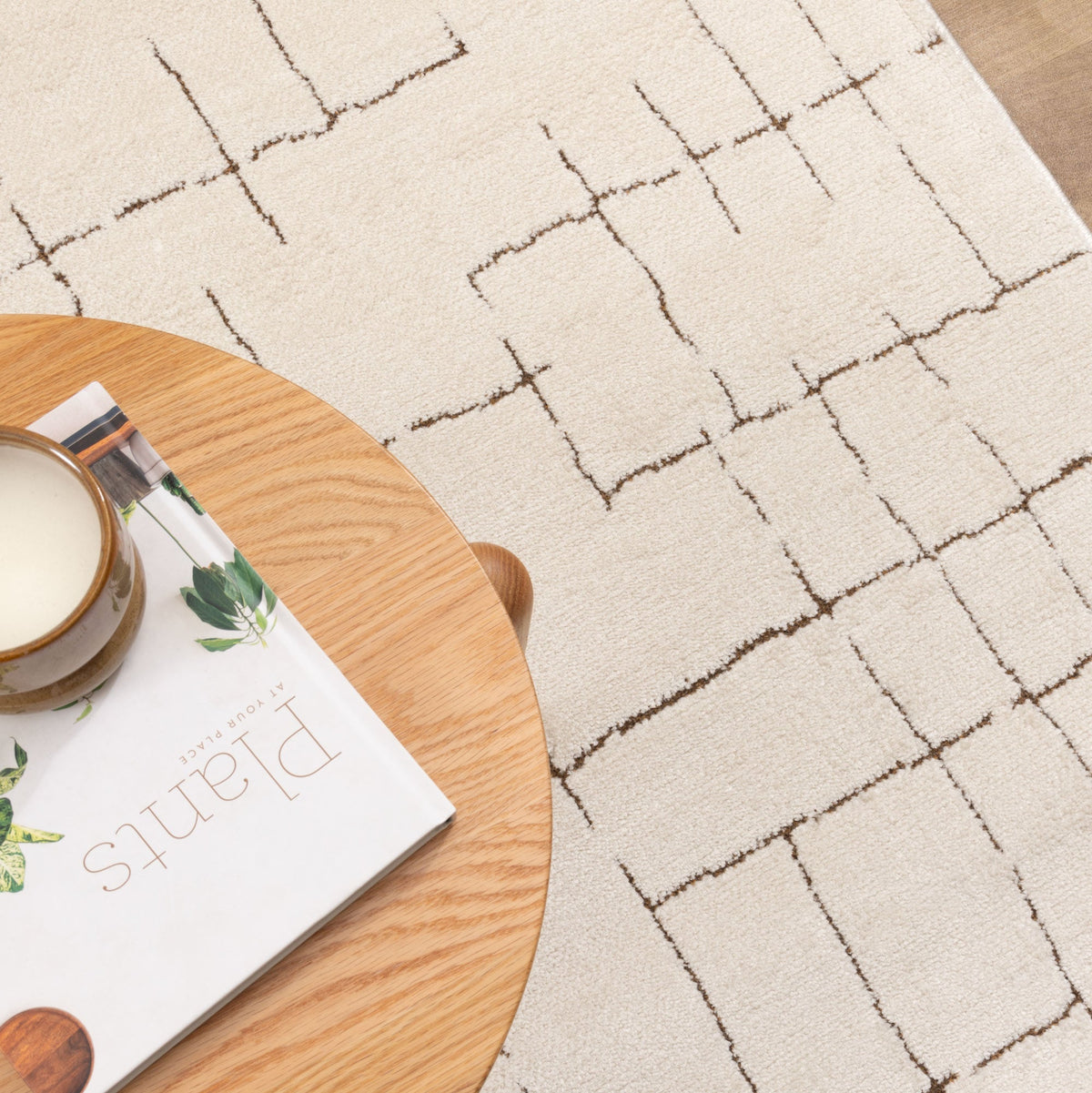 Nila Abstract Lines Brown Cream Rug - MIL10: New Arrival
