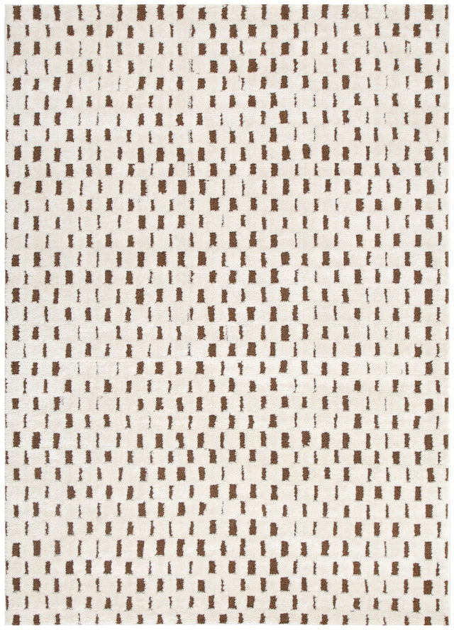 Nila Monochrome Squares Brown and Cream Rug - MIL3