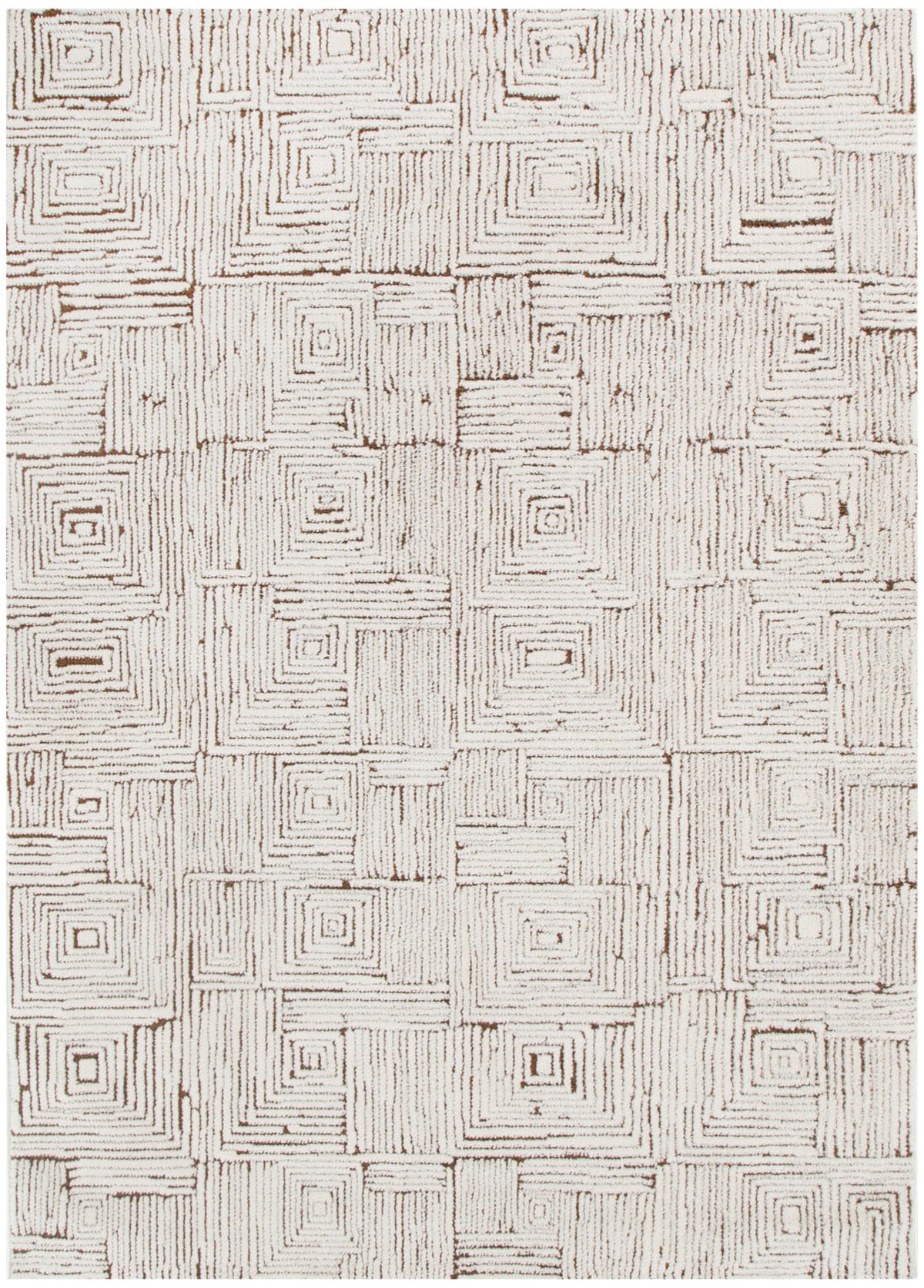 Nila Geometric Squares Cream Brown Rug - MIL8: New Arrival