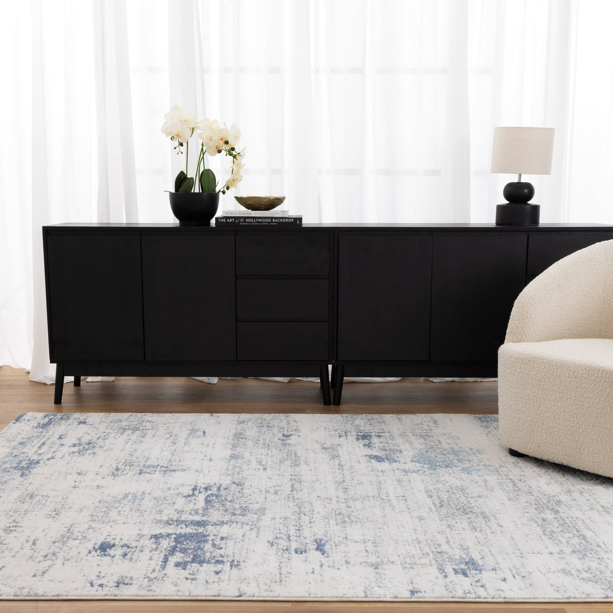 Pierre Cardin Marina Abstract Blue Rug