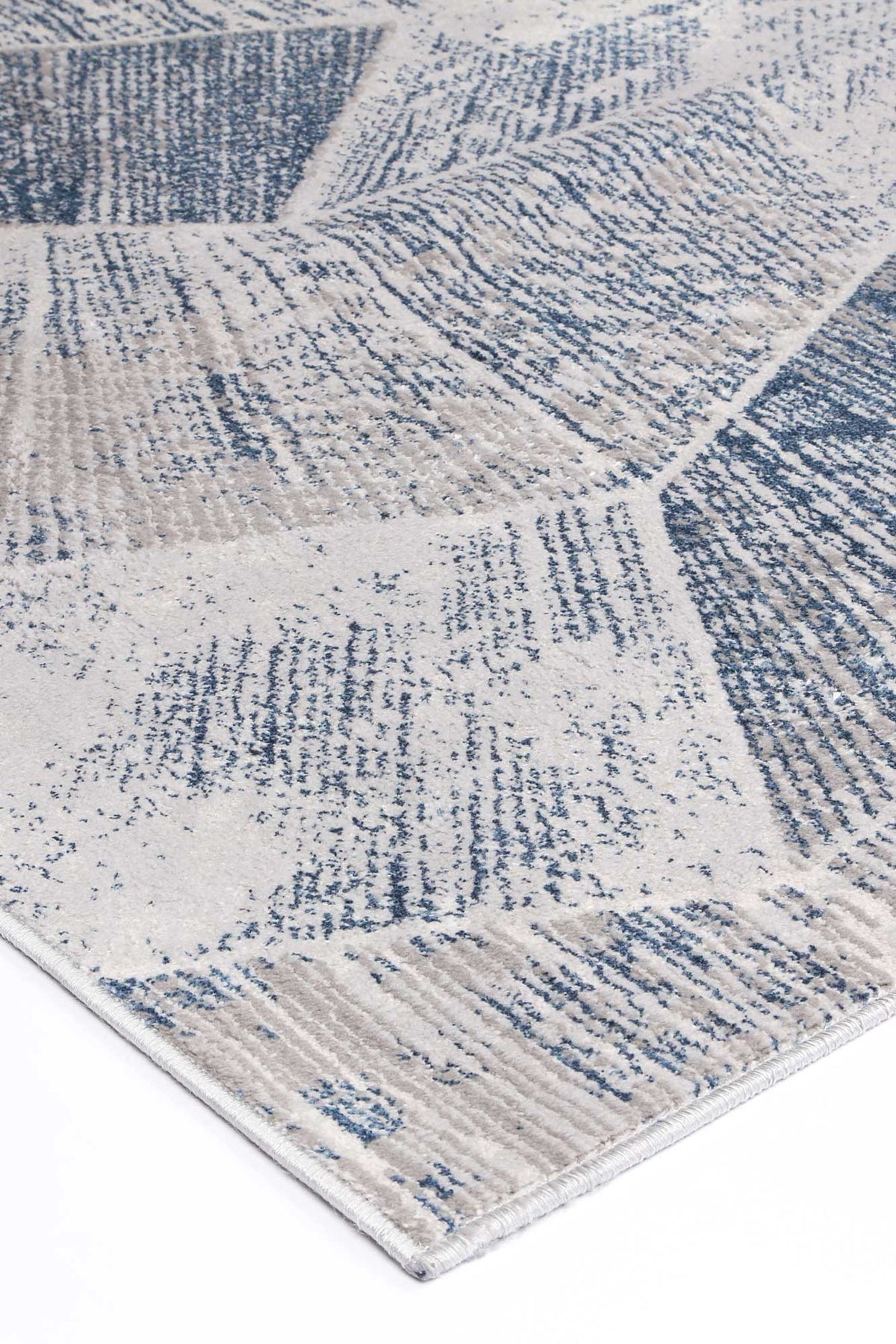 Lisbon Mason Grey & Blue Geometric Rug