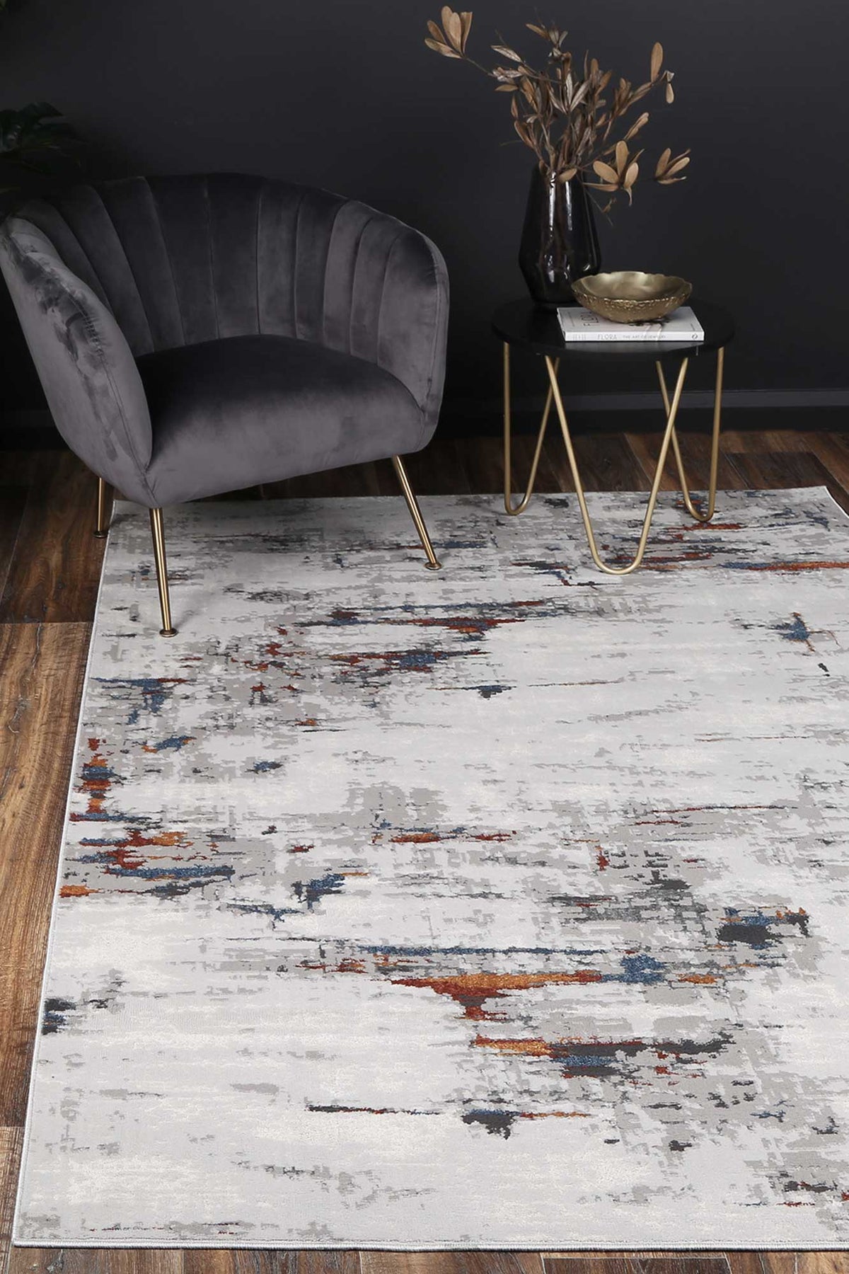 Lisbon Isla Blue & Red Abstract Rug