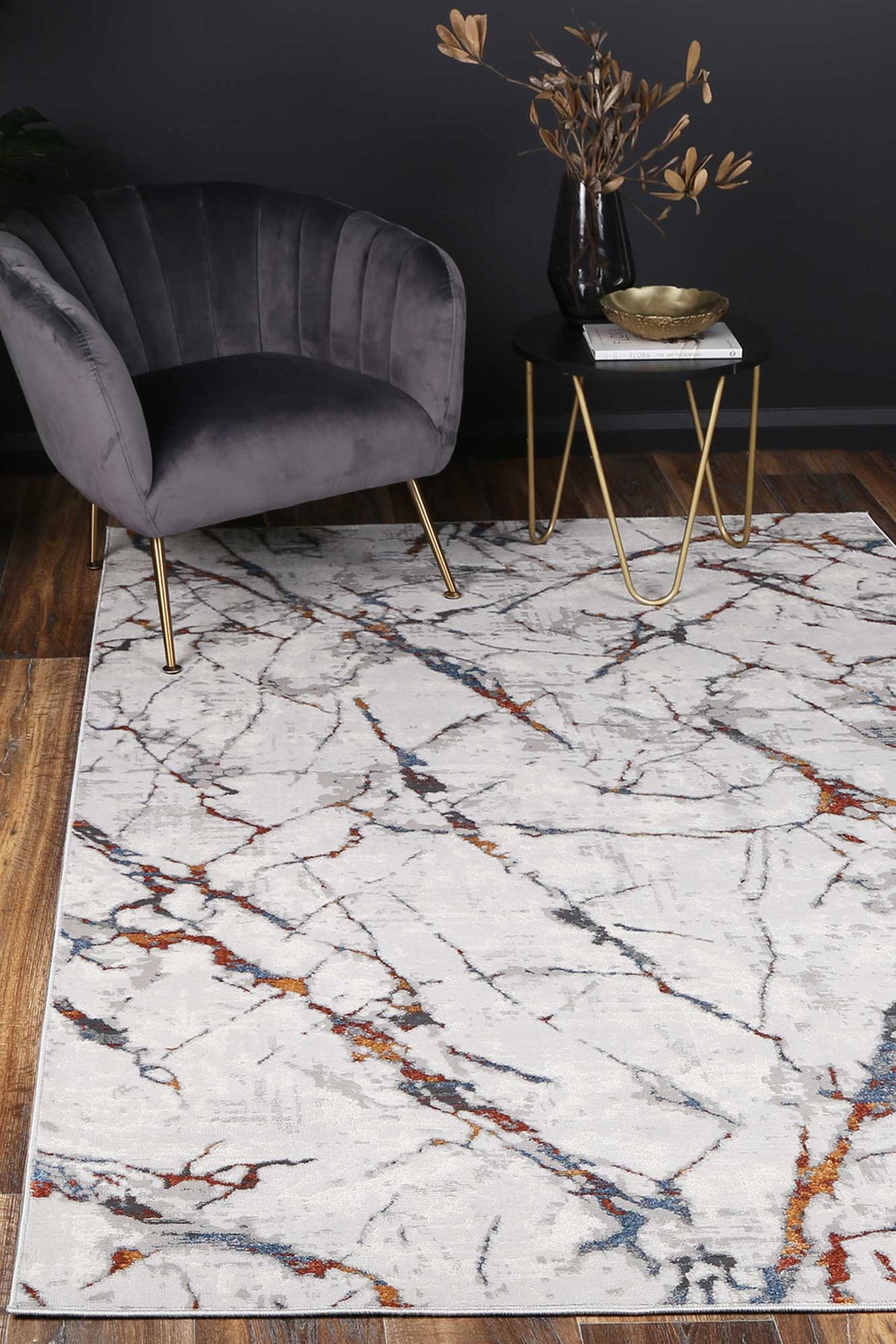 Lisbon Vincent Grey & Multi Abstract Rug