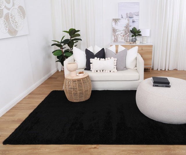 Plush Soft Shag Black Rug
