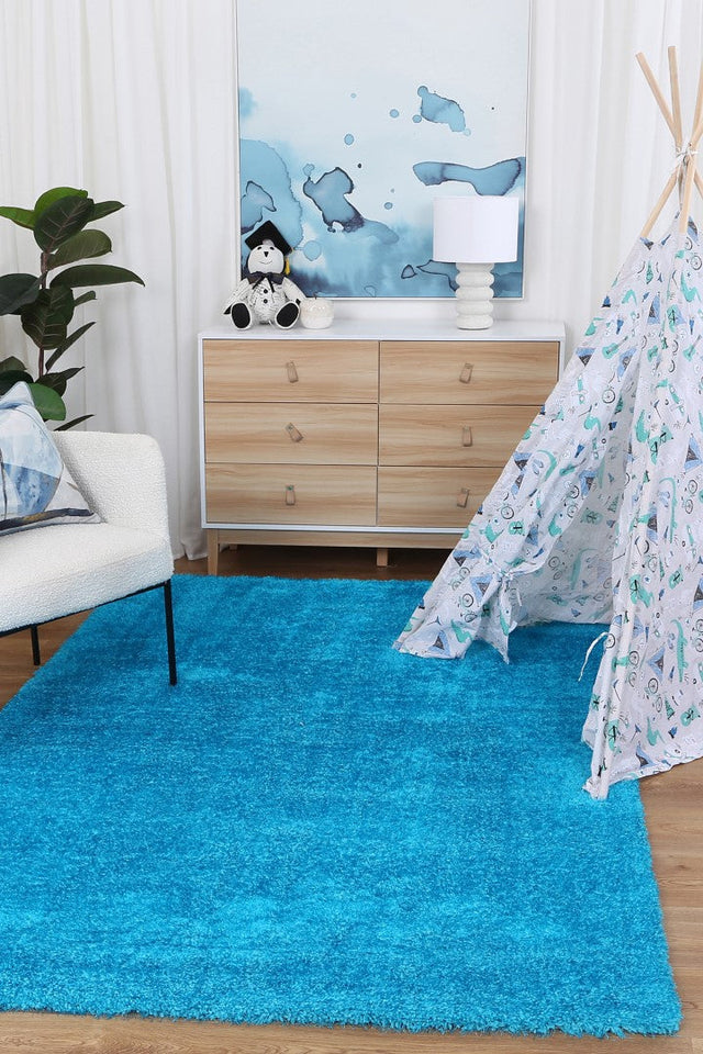 Plush Soft Shag Teal Rug
