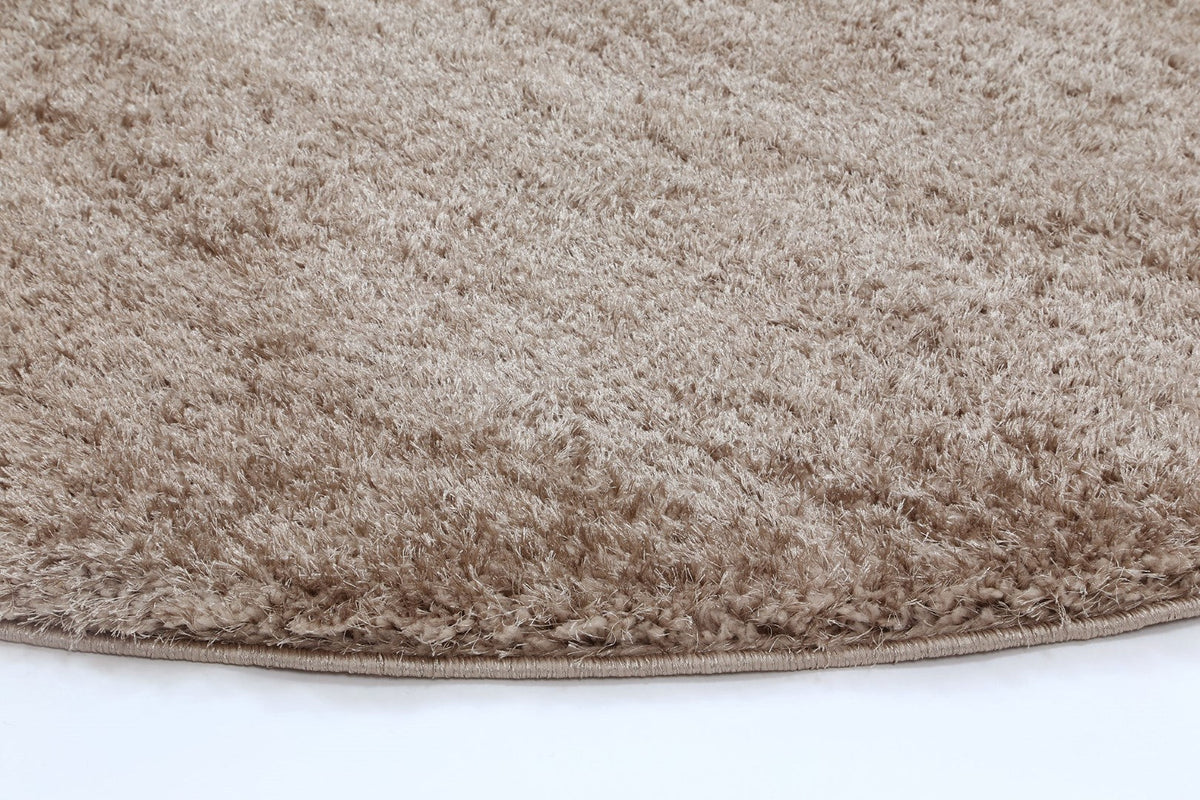 Plush Soft Shag Round Rug Beige