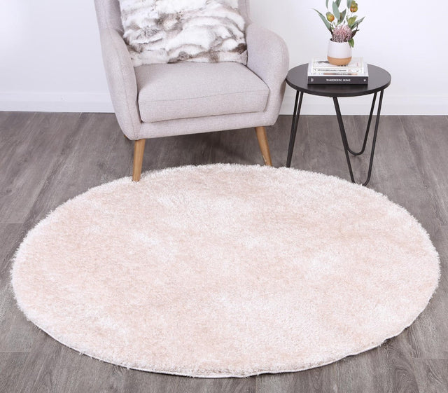 Plush Soft Shag Round Rug Ivory