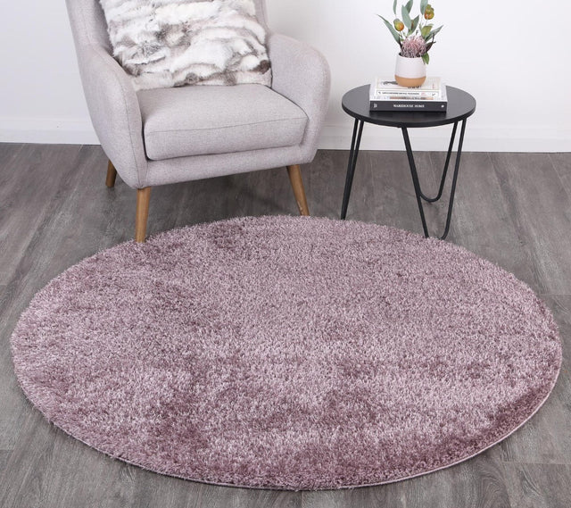 Plush Soft Shag Round Rug Lilac