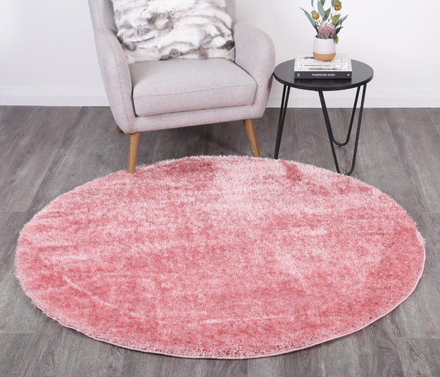 Plush Soft Shag Round Rug Pink