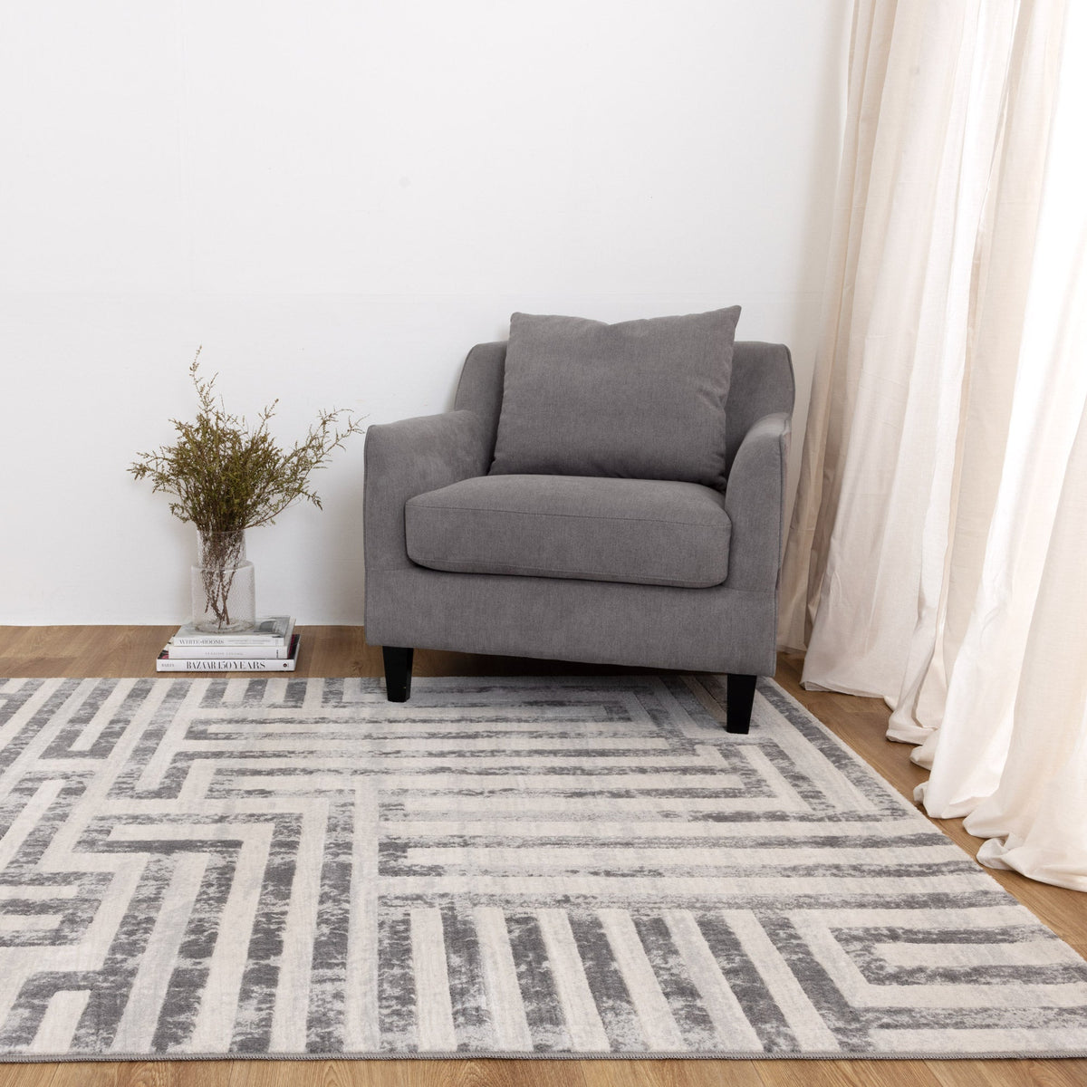 Garnet Maze Grey Rug