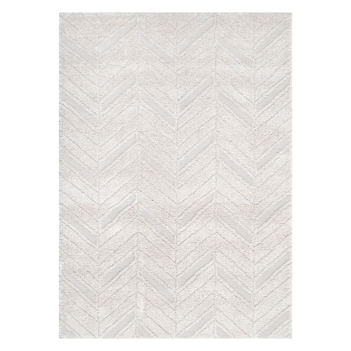 Gentle Chevron Beige Shag Rug