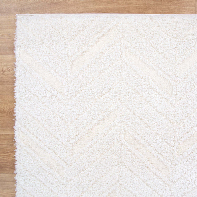 Gentle Chevron Cream Shag Rug