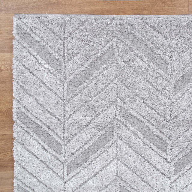 Gentle Chevron Silver Shag Rug