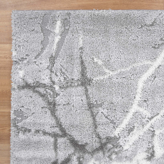 Gentle Abstract Silver Shag Rug