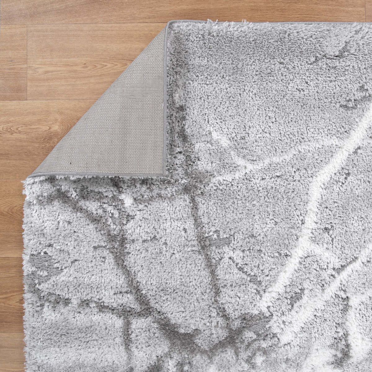 Gentle Abstract Silver Shag Rug