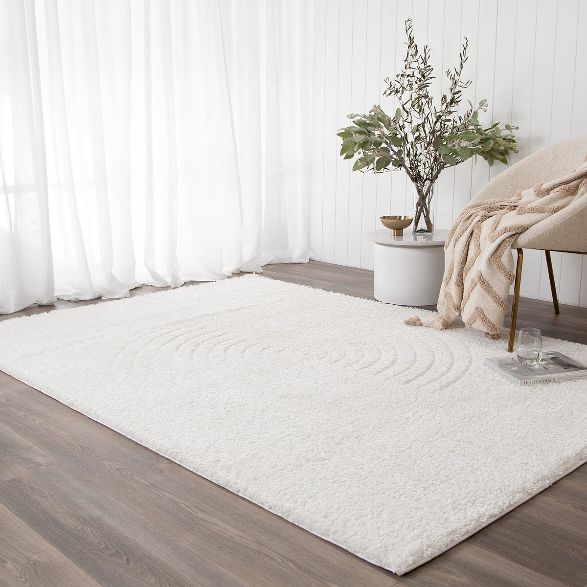 Gentle Dior Cream Shag Rug