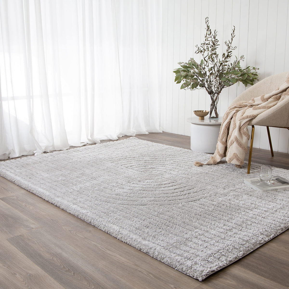 Gentle Dior Silver Shag Rug