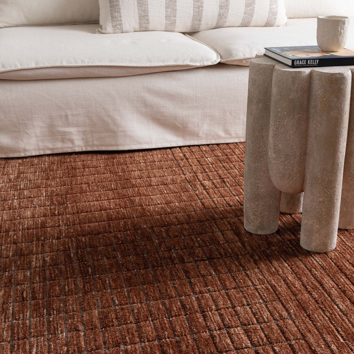 Ravine Terracotta Carved Rug - CANYON01