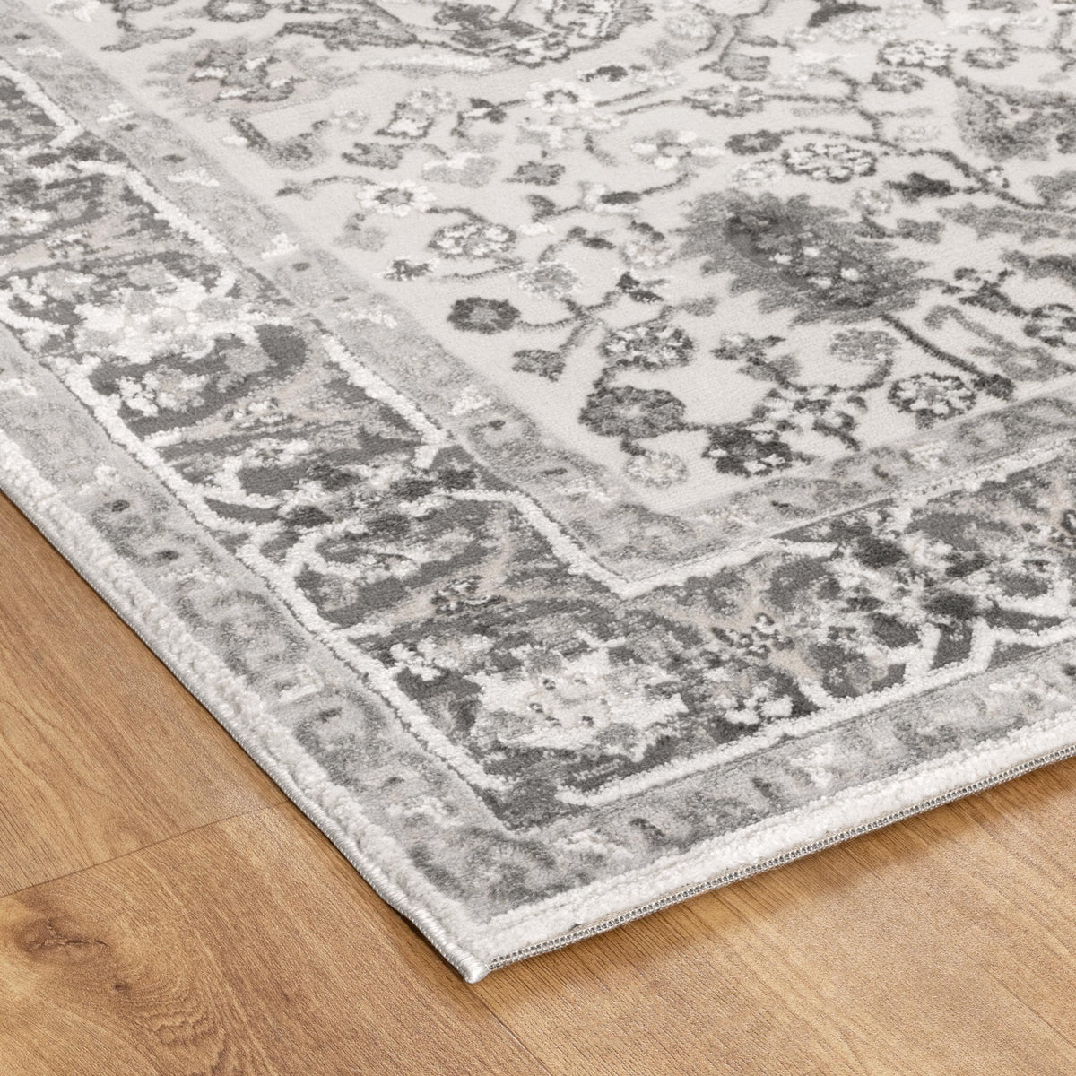 Cascadia Oriental Border Grey Rug