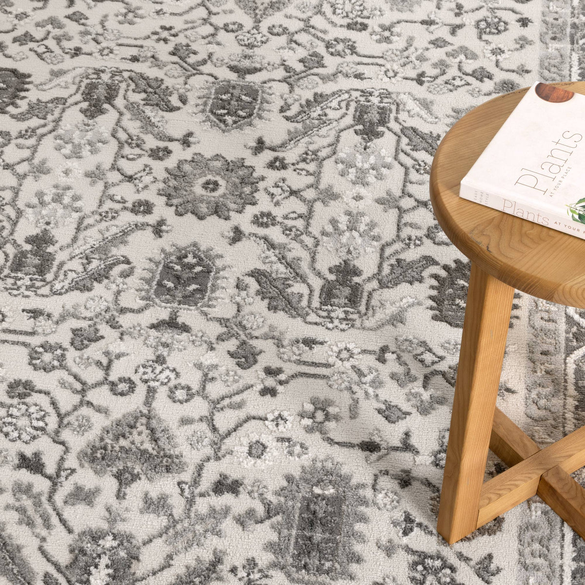 Cascadia Oriental Border Grey Rug