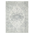 Cloud Distressed Medallion Cream Blue Washable Rug