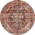 Distressed Vintage Cezanne Terracotta Round Rug - VITAL 2244-01