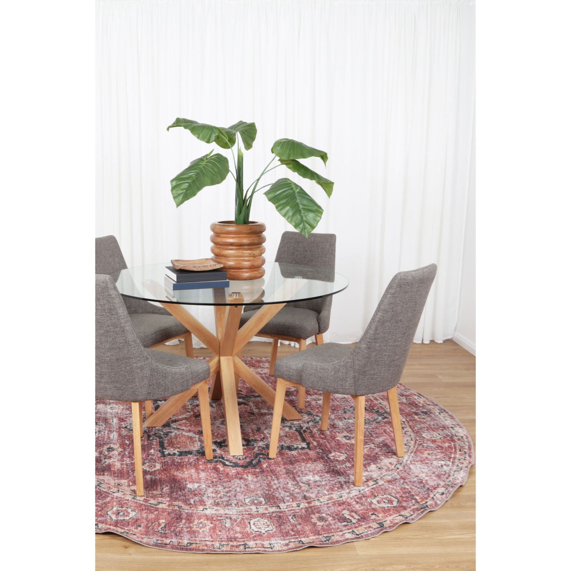 Distressed Vintage Cezanne Terracotta Round Rug - VITAL 2244-01