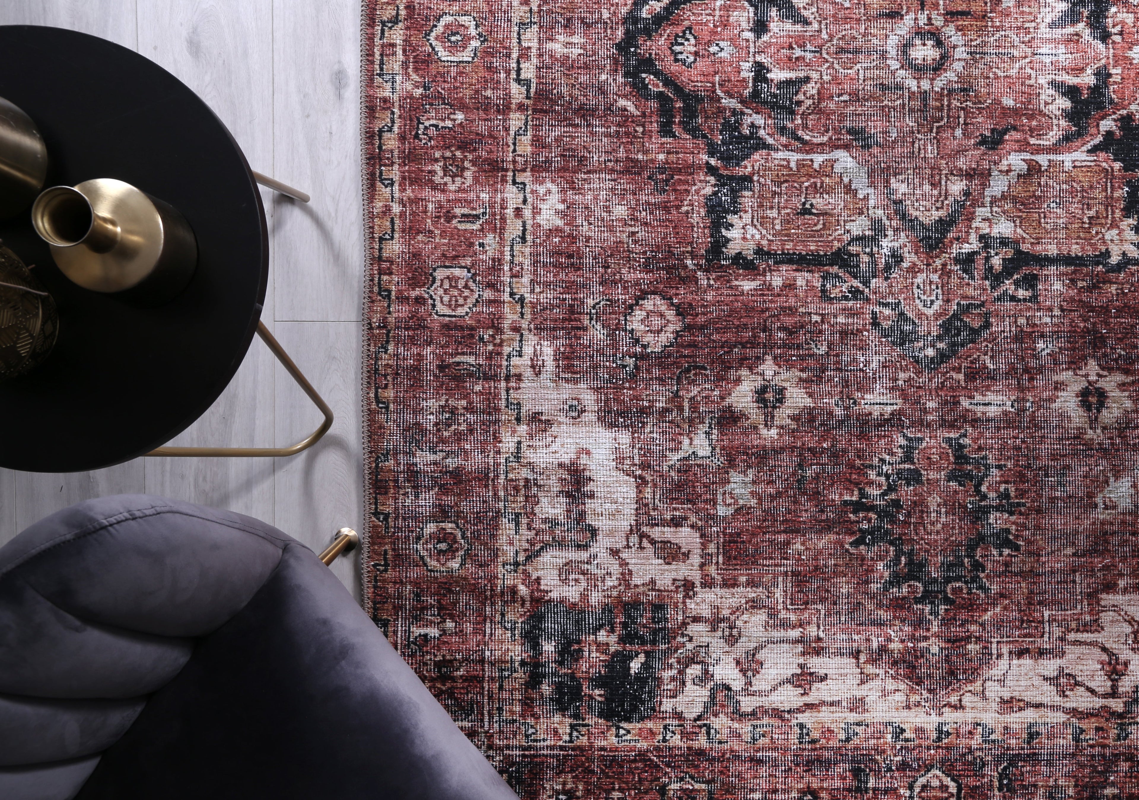 Distressed Vintage Cezanne Terracotta Area Rug - VITAL 2244-01