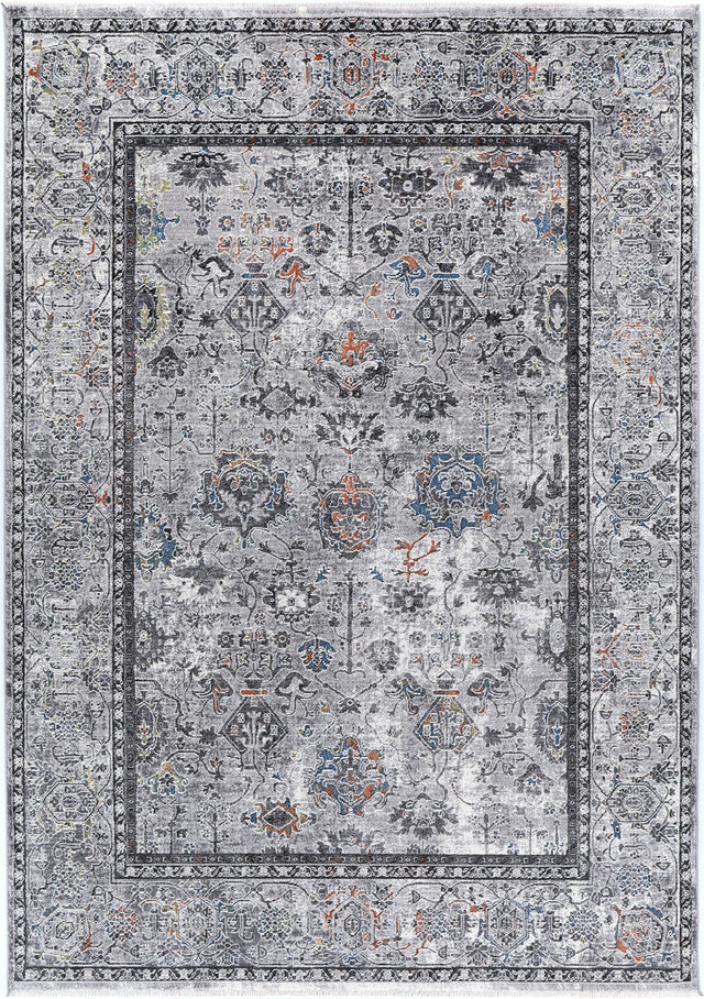 Almira Border Floral Traditional Grey Multi Rug