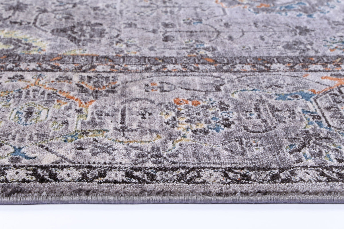 Almira Border Floral Traditional Grey Multi Rug