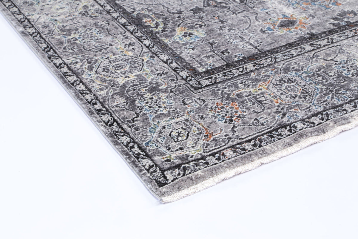 Almira Border Floral Traditional Grey Multi Rug