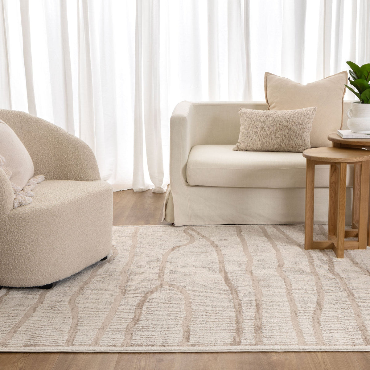 Cascadia Abstract Ivory Lines Rug