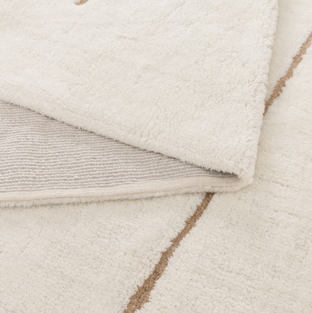 Highlands Abstract Beige Lines Washable Wool Rug