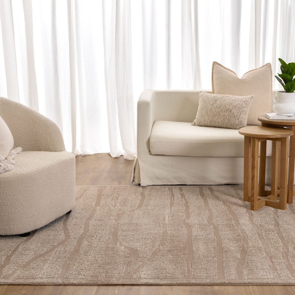 Cascadia Abstract Beige Lines Rug