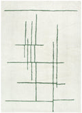 Highlands Abstract Olive Lines Washable Wool Rug