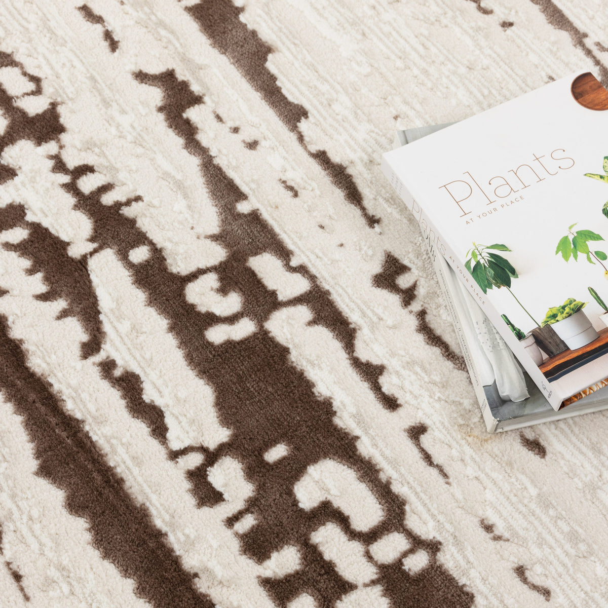 Positano Modern Abstract Cream Brown Rug - AMAL01