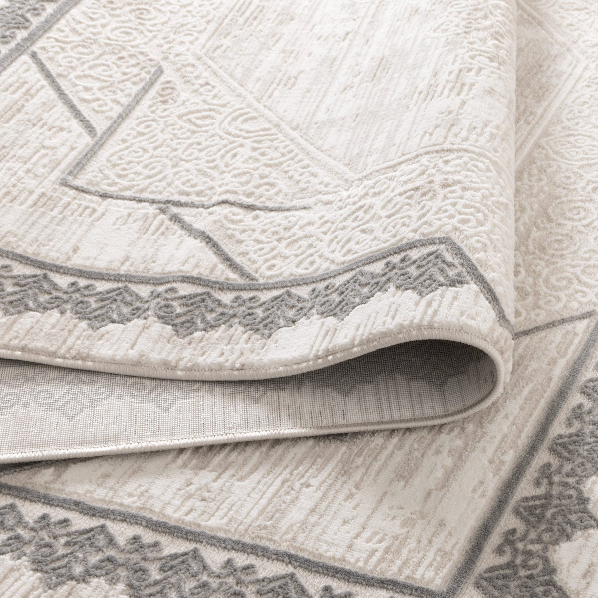 Positano Oriental Border Medallion Cream Grey Rug - AMAL07